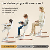 Chaise Haute Bébé Design Luxe Inclinable - Agate / Chaise haute bébé évolutive finition luxe / Chaise haute bébé confortable et réglable